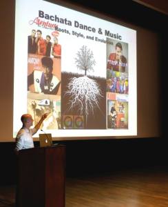 Adam Taub gives his multi media presentation on Bachata roots, styles, and artists